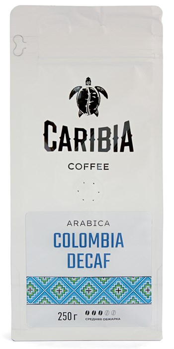 Кофе жареный в зернах CARIBIA Arabica Colombia Decaf, 250г - фото 11636