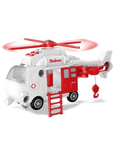 Спасательный вертолет-конструктор свет звук  32см Funky toys FT62102 - фото 7667