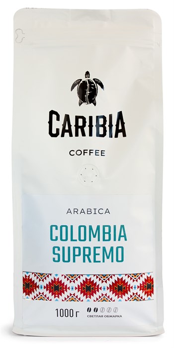 Кофе жареный в зернах CARIBIA Arabica Colombia Supremo, 1000г - фото 11640