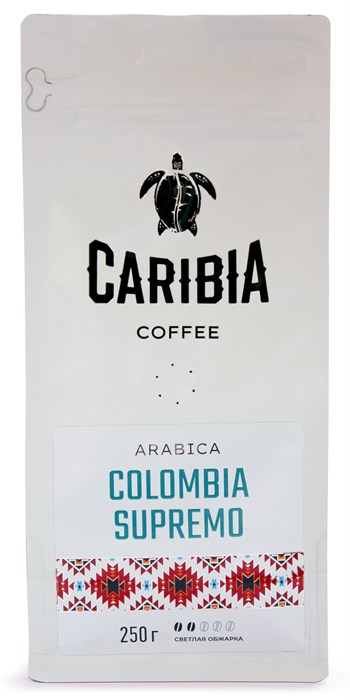 Кофе жареный в зернах CARIBIA Arabica Colombia Supremo, 250г 4627186443677 - фото 11666