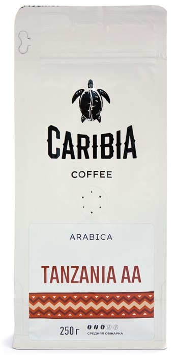 Кофе жареный в зернах CARIBIA Arabica Tanzania AA, 250г 4627186443738 - фото 11678