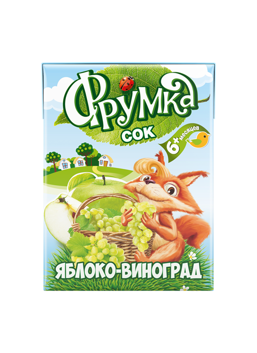 Сок яблочно-виноградный осветленный для питания детей раннего возраста, 0,2л «ФРУМКА» 3867 - фото 11708