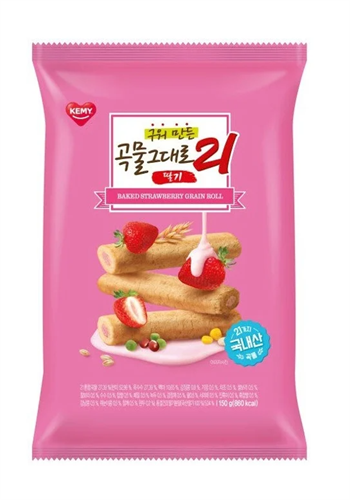 BAKED STRAWBERRY GRAIN ROLL 21/Трубочки 21 злак Клубника 50г 8809010963754 - фото 8700