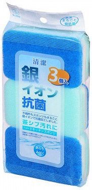 Губка кухонная  с ионами серебра жесткая Kokubo, 3 шт 4956810226092 - фото 8832