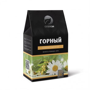 Травяной чай "Горный", 80 г (ромашка, мелиса, липа, земляника) 4607082852792