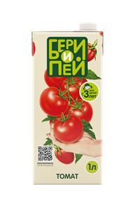 Сок томатный с солью сахаром с мякотью  для питания детей дошкольного  и школьного возраста, 1л. «Бери и Пей» 3878