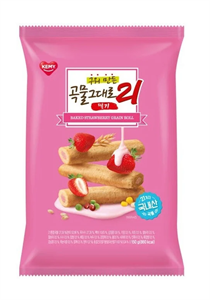 BAKED STRAWBERRY GRAIN ROLL 21/Трубочки 21 злак Клубника 50г 8809010963754